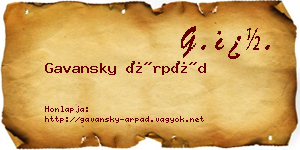 Gavansky Árpád névjegykártya